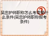 吴忠护师职称怎么考需要什么条件(吴忠护师职称报考条件)