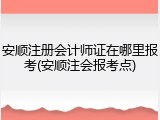 安顺注册会计师证在哪里报考(安顺注会报考点)
