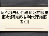 阿克苏专利代理师证在哪里报考(阿克苏专利代理师报考点)