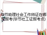 毕节助理社会工作师证在哪里报考(毕节社工证报考点)