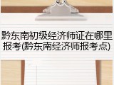 黔东南初级经济师证在哪里报考(黔东南经济师报考点)