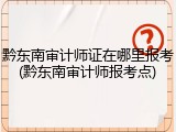 黔东南审计师证在哪里报考(黔东南审计师报考点)