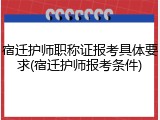 宿迁护师职称证报考具体要求(宿迁护师报考条件)