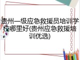 贵州一级应急救援员培训学校哪里好(贵州应急救援培训优选)
