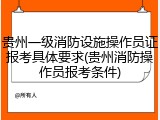贵州一级消防设施操作员证报考具体要求(贵州消防操作员报考条件)