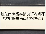 黔东南高级经济师证在哪里报考(黔东南高经报考点)