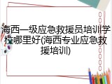 海西一级应急救援员培训学校哪里好(海西专业应急救援培训)