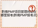 黔南PMP项目管理师证在哪里报考(黔南PMP报考点)