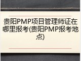 贵阳PMP项目管理师证在哪里报考(贵阳PMP报考地点)