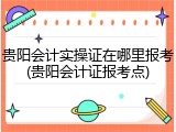 贵阳会计实操证在哪里报考(贵阳会计证报考点)