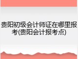 贵阳初级会计师证在哪里报考(贵阳会计报考点)