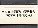 吉安审计师证在哪里报考(吉安审计师报考点)
