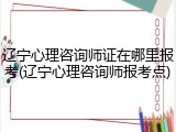 辽宁心理咨询师证在哪里报考(辽宁心理咨询师报考点)