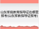 山东家庭教育指导证在哪里报考(山东家教指导证报考)