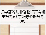辽宁证券从业资格证证在哪里报考(辽宁证券资格报考点)