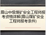 眉山中级煤矿安全工程师报考资格详解(眉山煤矿安全工程师报考条件)
