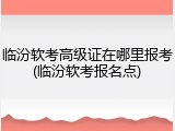 临汾软考高级证在哪里报考(临汾软考报名点)
