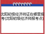 沈阳初级经济师证在哪里报考(沈阳初级经济师报考点)