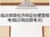 临汾高级经济师证在哪里报考(临汾高经报考点)