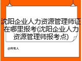 沈阳企业人力资源管理师证在哪里报考(沈阳企业人力资源管理师报考点)