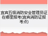 宜宾五级消防安全管理员证在哪里报考(宜宾消防证报考点)
