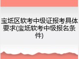 宝坻区软考中级证报考具体要求(宝坻软考中级报名条件)