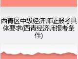 西青区中级经济师证报考具体要求(西青经济师报考条件)