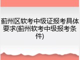蓟州区软考中级证报考具体要求(蓟州软考中级报考条件)