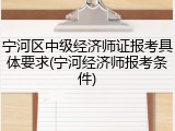 宁河区中级经济师证报考具体要求(宁河经济师报考条件)