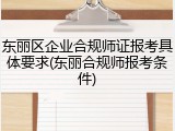 东丽区企业合规师证报考具体要求(东丽合规师报考条件)