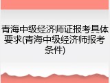 青海中级经济师证报考具体要求(青海中级经济师报考条件)