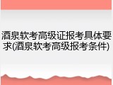 酒泉软考高级证报考具体要求(酒泉软考高级报考条件)
