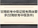 甘南软考中级证报考具体要求(甘南软考中级条件)