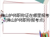 佛山护师职称证在哪里报考(佛山护师职称报考点)