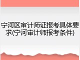 宁河区审计师证报考具体要求(宁河审计师报考条件)