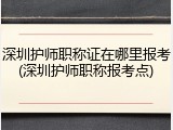 深圳护师职称证在哪里报考(深圳护师职称报考点)