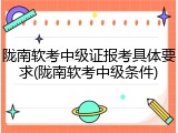 陇南软考中级证报考具体要求(陇南软考中级条件)