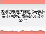 青海初级经济师证报考具体要求(青海初级经济师报考条件)