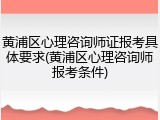 黄浦区心理咨询师证报考具体要求(黄浦区心理咨询师报考条件)