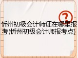忻州初级会计师证在哪里报考(忻州初级会计师报考点)
