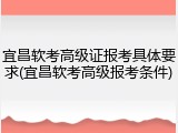 宜昌软考高级证报考具体要求(宜昌软考高级报考条件)