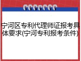 宁河区专利代理师证报考具体要求(宁河专利报考条件)