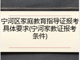 宁河区家庭教育指导证报考具体要求(宁河家教证报考条件)