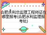 合肥水利总监理工程师证在哪里报考(合肥水利监理报考处)