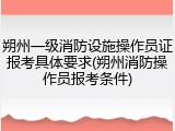 朔州一级消防设施操作员证报考具体要求(朔州消防操作员报考条件)