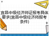 宜昌中级经济师证报考具体要求(宜昌中级经济师报考条件)