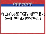 舟山护师职称证在哪里报考(舟山护师职称报考点)