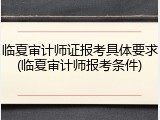 临夏审计师证报考具体要求(临夏审计师报考条件)