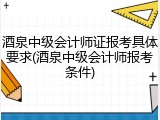 酒泉中级会计师证报考具体要求(酒泉中级会计师报考条件)