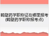 鹤壁药学职称证在哪里报考(鹤壁药学职称报考点)